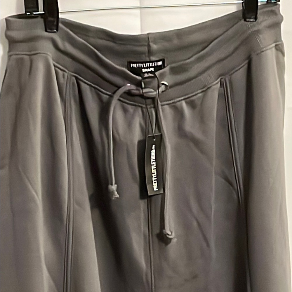 PrettyLittleThing Shape Charcoal Binded High Waist Wide Leg Joggers